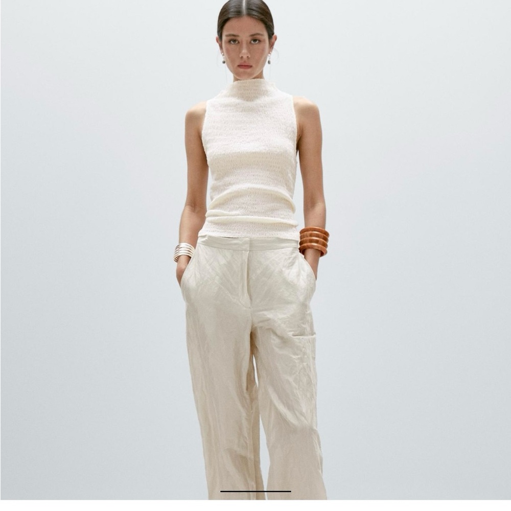 Massimo Dutti TEXTURED COTTON BLEND TOP
